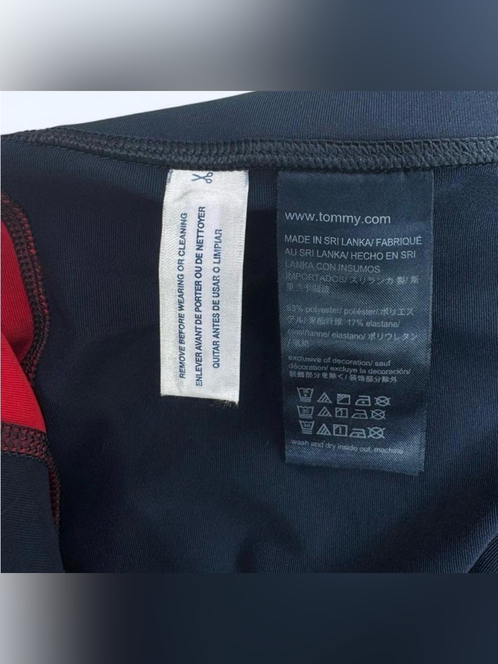 NWOT Tommy Hilfiger Women's leggings Navy Blue with White and Red Stripes Large - Picture 5 of 7
